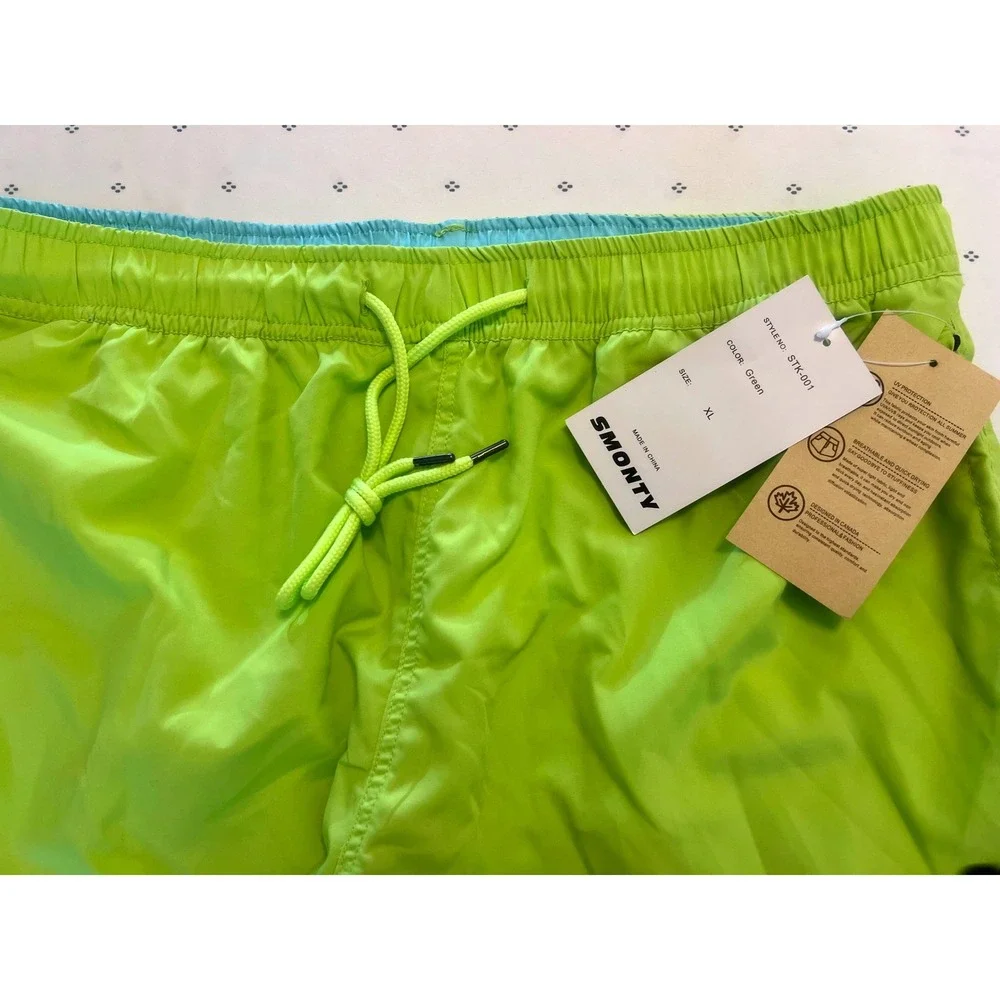 SMONTY Swim Trunks XL LIME GREEN Drawstring Quick Dry UV Protection Beach Shorts